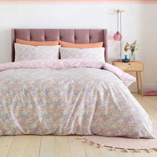Catherine Lansfield - Darcy Floral Super King Duvet Set Pink