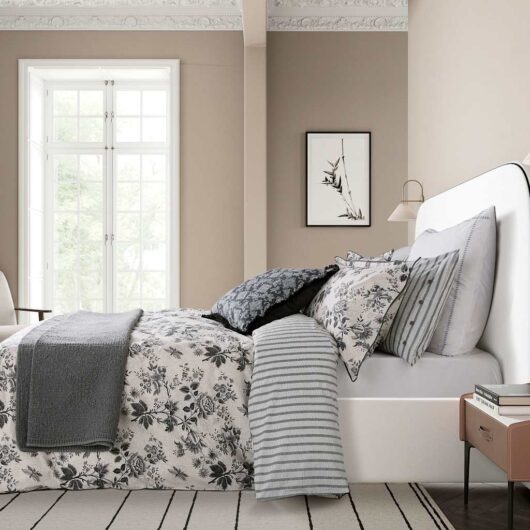 Bedeck of Belfast Pure Cotton Florence Bedding Set Charcoal Mix