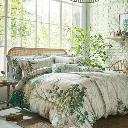 Graham & Brown Pure Cotton Sateen Coppice Forest Bedding Set Light Green