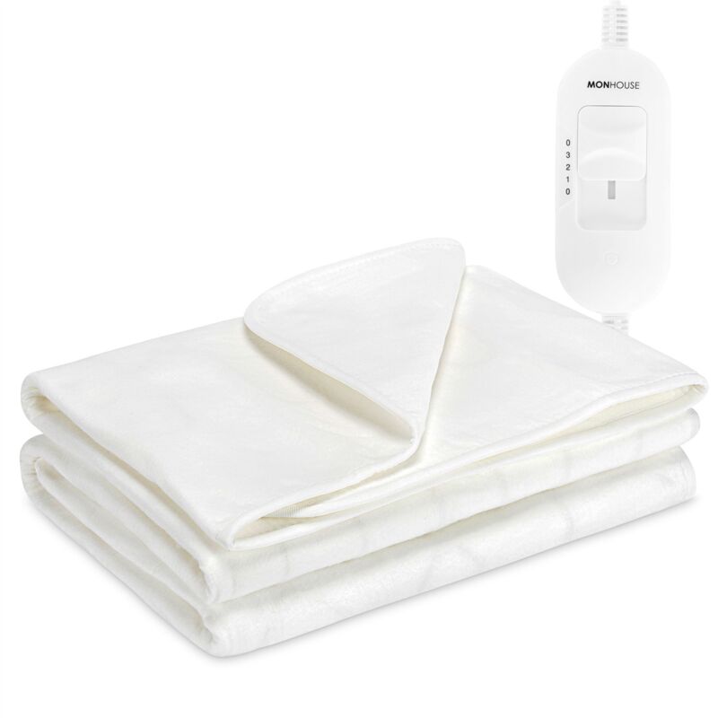 MONHOUSE Electric Blanket - Heated Under Blanket - 3 Heat Settings - Single 65x135xm - White