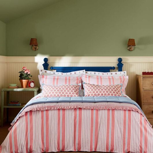 Joules Pure Cotton Siesta Stripe Bedding Set Red Mix