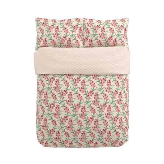 V&A Pure Cotton Sweet Tendrils Bedding Set Pink Mix
